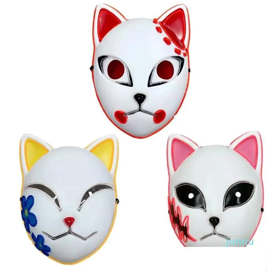 Party Masks Demon Slayer Tanjirou Mask Sabito Mascarilla Masks Makomo Cosplay Masques Halloween Costume Mascaras Led Drop Delivery Hom Dhnjt