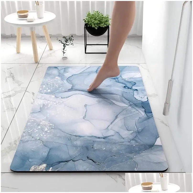 bath mats room rugs soft diatomaceous earth floor mat super absorbent toilet carpet door foot non-slip rubber shower rug pad 221123