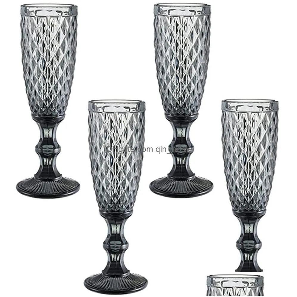 szhome wine glasses wholesale 150ml 4colors european style embossed stained glass lamp thick goblets drop delivery home garden kitchen