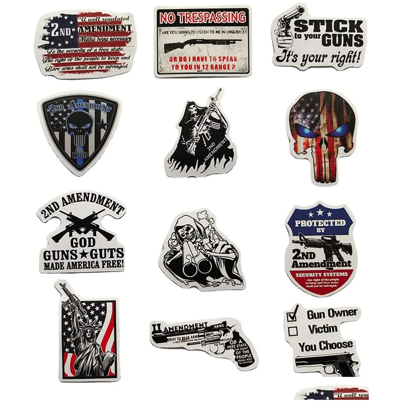 50pcs-pack 2nd amendment logo gun rights vinyl sticker waterproof stickers for water bottle laptop planner scrapbook phone wardrobe wall bumper box organizer