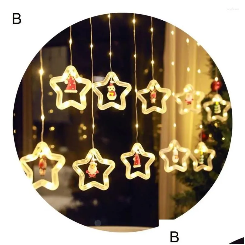 Led Strings Strings Led Fairy Light Vibrant Christmas Curtain Battery-Operated Xmas Party Decoration With Non-Glaring Drop Delivery Li Dhq4L