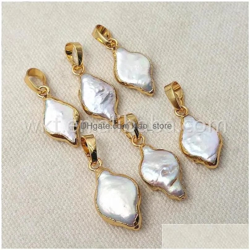 pendant necklaces wt-p971 wkt design pearl fashion rhombus shape with gold electroplated high quality wholesale
