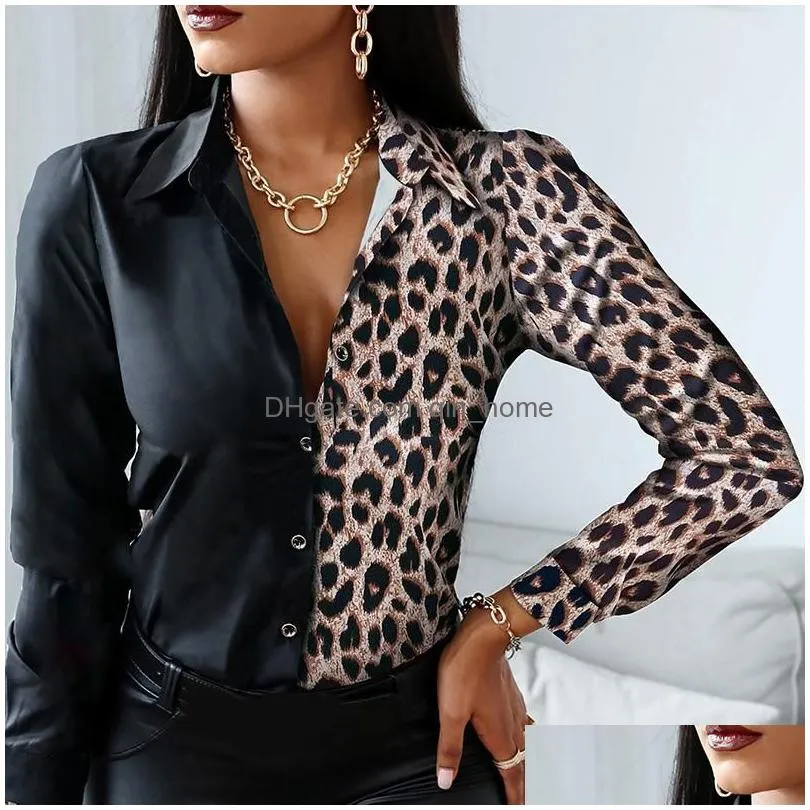 womens blouses shirts 18 colors wholesale women fashion shirt 2021 lady long sleeve blouse turn-down collar button design print