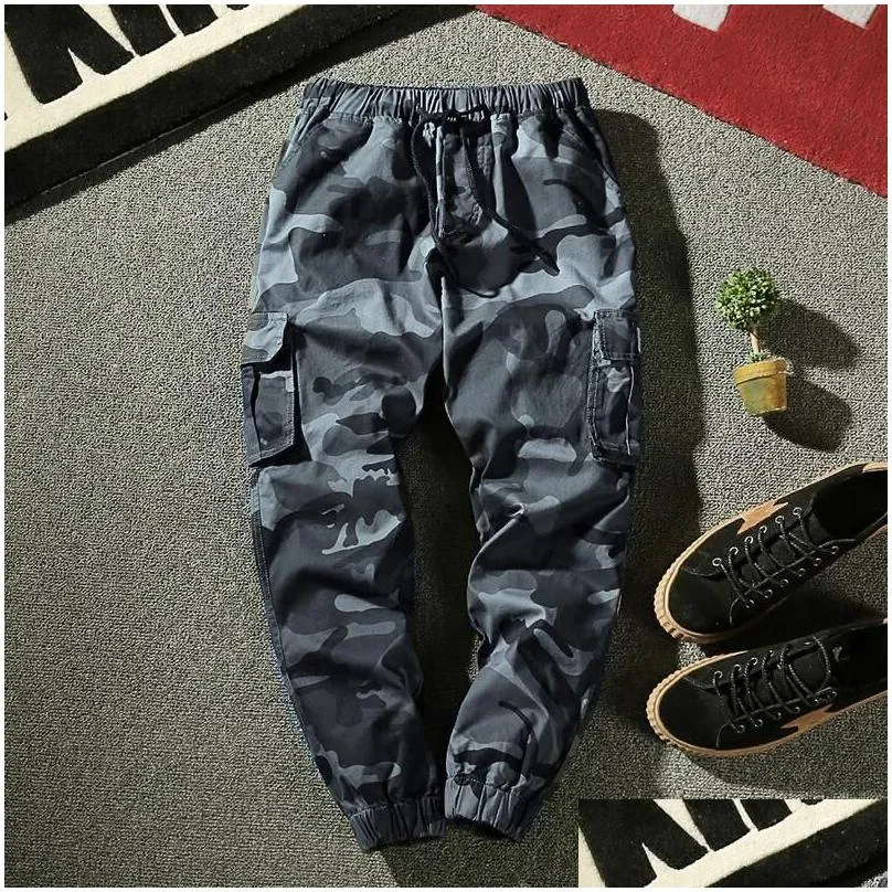Men`S Pants Joggers Cargo Pants Men Harem Mti-Pocket Camouflage Man Cotton Sweatpants Streetwear Casual Plus Size Trousers Drop Deliv Dhtnc