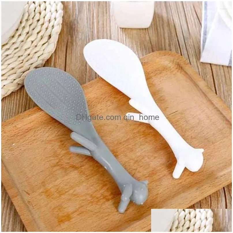 spoons 3 colors lovely kitchen supplie squirrel shaped ladle non stick rice paddle meal spoon random color