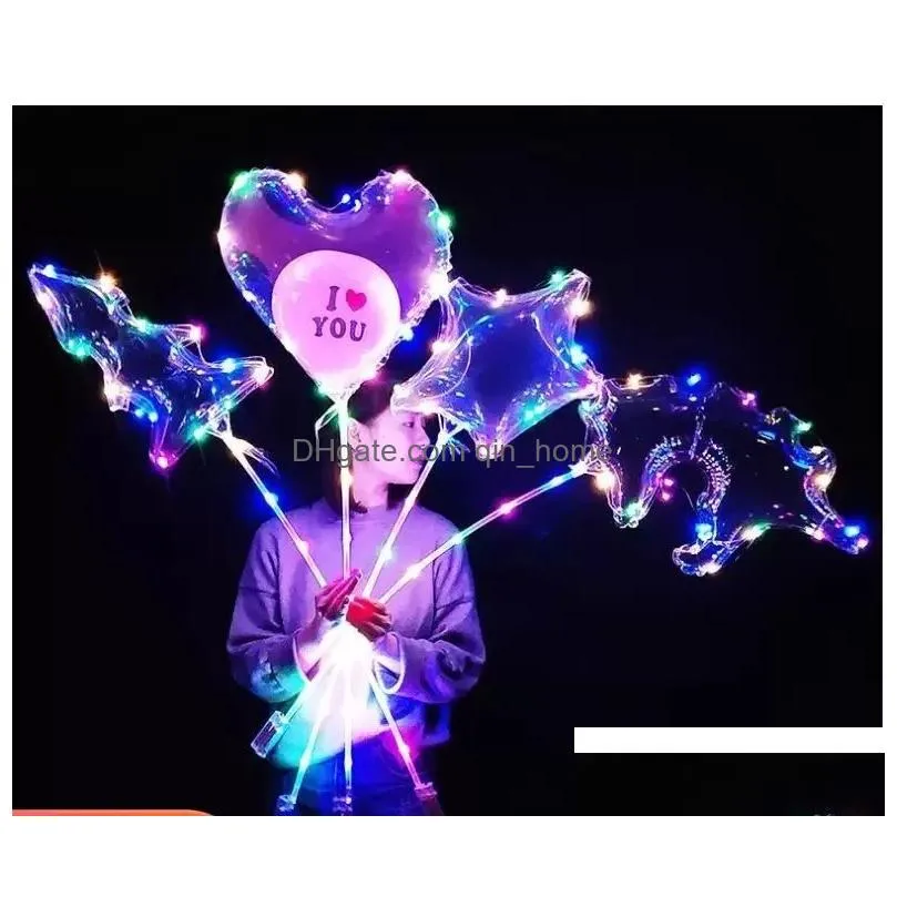 led bobo luminous balloon transparent  colorful lights balls chirstmas wedding party decor gifts tree unicorn star shape jn13