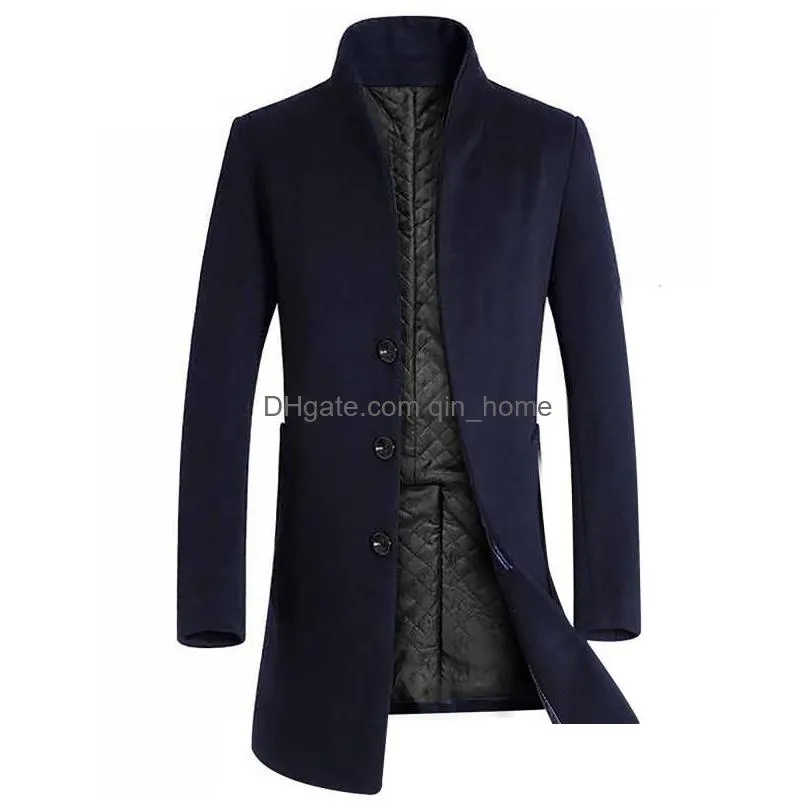 mens wool blends winter coat slim fit jackets mens casual warm long windbreaker jacket and men pea