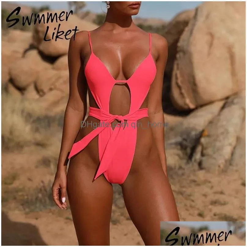 sexy black one piece swimsuit female bathing suit brazilian thong bikini 2021 push up bandage swimwear women monokini string womens