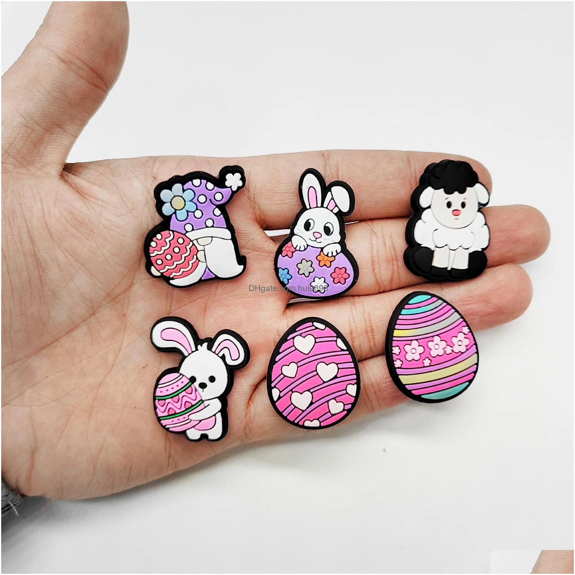 girls easter bunny charms anime charms wholesale childhood memories funny gift cartoon charms shoe accessories pvc decoration buckle soft rubber clog