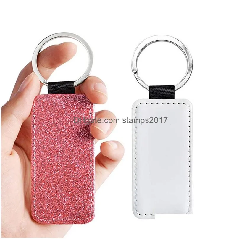 blank leather keychain pet supplies thermal transfer sublimation personality key chain favor girls boys ornament keychains gift