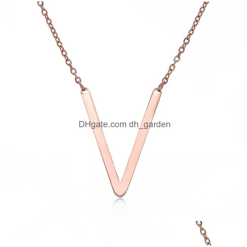 Pendant Necklaces Stainless Steel Initial Alphabet 26 Letters Script Name Pendant Chain Necklace From A-Z Sier Rose Gold Jew Dhgarden Dhdk9