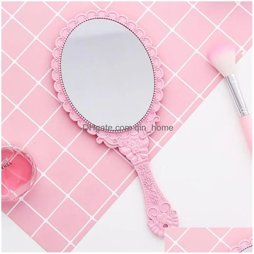 mirrors vintage pattern handle makeup mirror bronze rose gold pink black color personal cosmetic mirror cg001