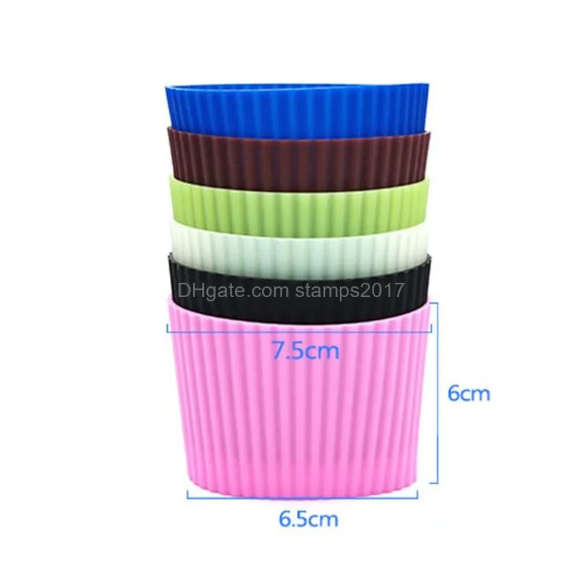 6 colors anti-scalding silicone mugs cup holder tool glass water cups non-slip insulation holders