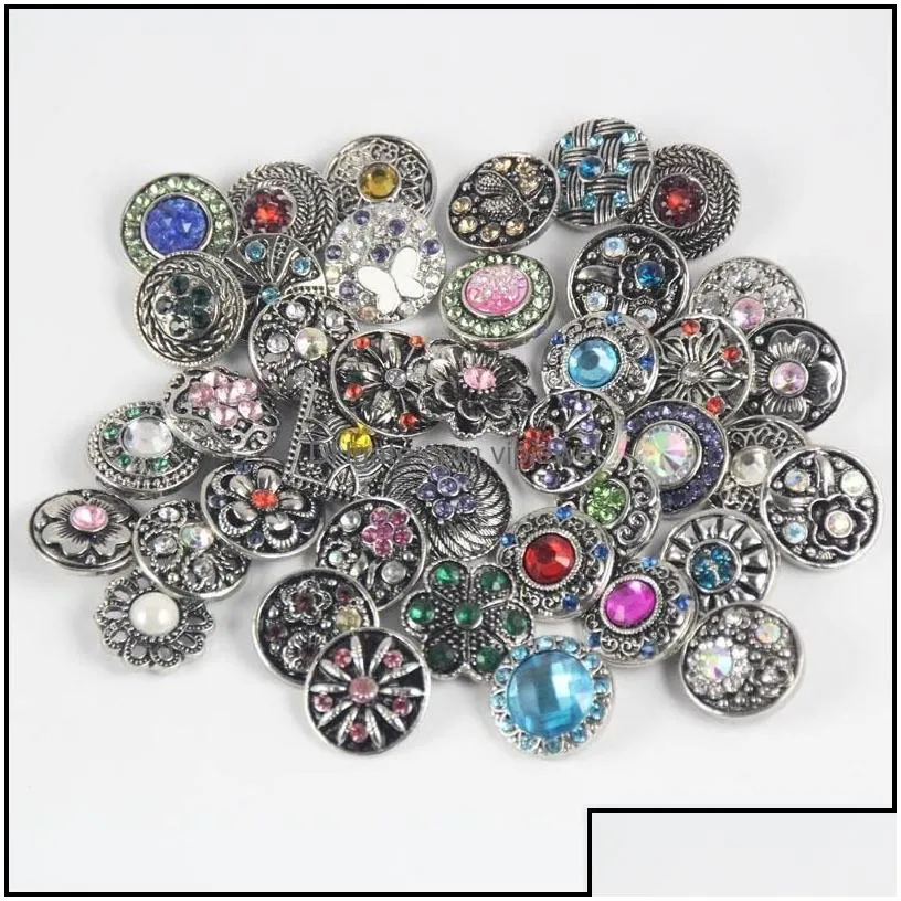 Charm Bracelets Noosa Snap Button Jewelry Wholesale Lot Fit Bracelet Bangles Necklaces 18Mm Metal Rhinestone Ginger Buttons Vipjewel