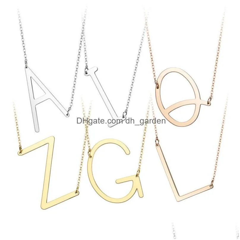 Pendant Necklaces Stainless Steel Initial Alphabet 26 Letters Script Name Pendant Chain Necklace From A-Z Sier Rose Gold Jew Dhgarden Dhdk9