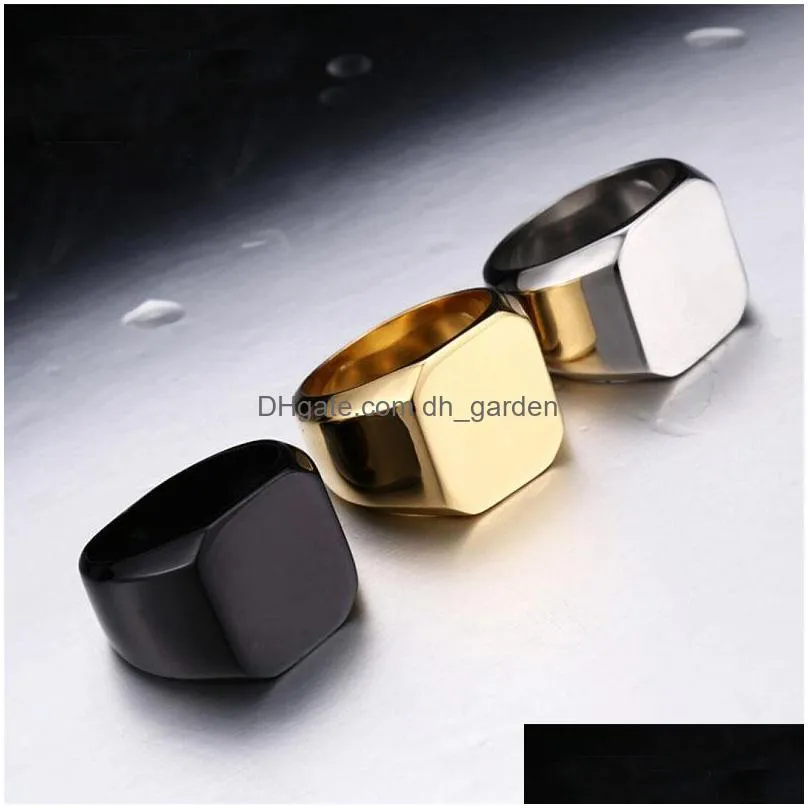 Cluster Rings New Simple Ring 316L Titanium Steel Blank Plain Mens Fashion Jewelry Gold Sier Black Color Trendy Desgin Drop Dhgarden Dhftv