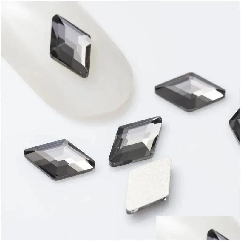 nail art decorations 3x5mm 20pcs sale 3d rhombus shape rhinestone flat back glass strass for diy decoration