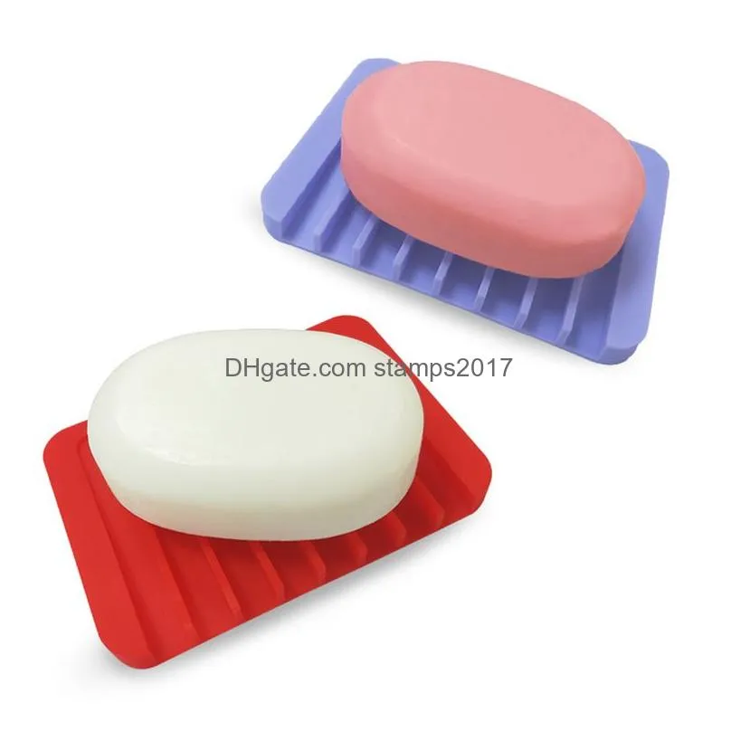 anti-skidding improvement silicone soap dishes flexible bathroom fixtures hardware tray soapbox soaps dish plate holder