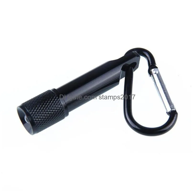 6 color mini led flashlights with battery aluminum alloy torch flashlights with carabiner ring keyrings keychain gifts