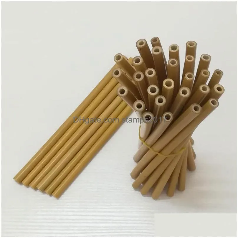 12pcs/box natural environmental protection bamboo straws with cleaning brush reusable straws with packing box dhs 