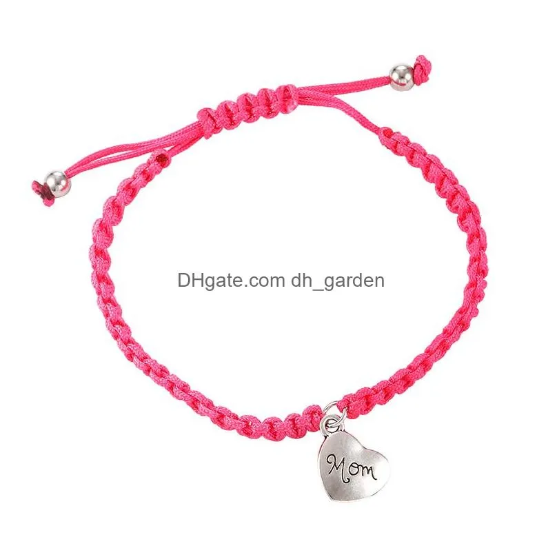 Chain New Arrival Handmade Heart Mom Charm Bracelets Colorf String Woven Bracelet For Fashion I Love You Lucky Jewelry Drop Delivery Dhfkh