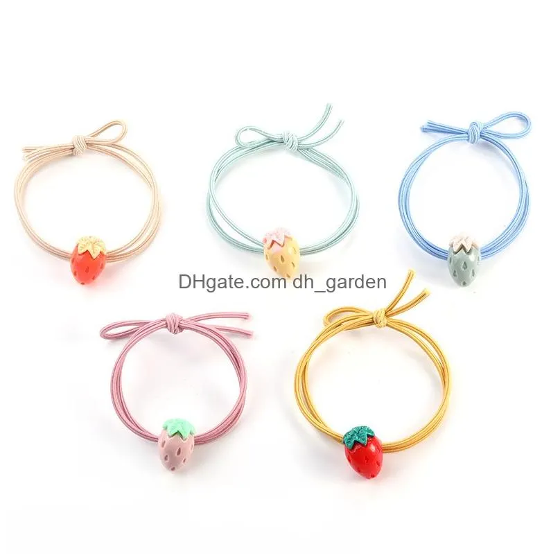 Hair Rubber Bands New Fruit Stberry Child Rubber Bands Hair Accessories Fashion Cute Elastic Rope For Girls Kids Headwear Braider Pon Dhqkd