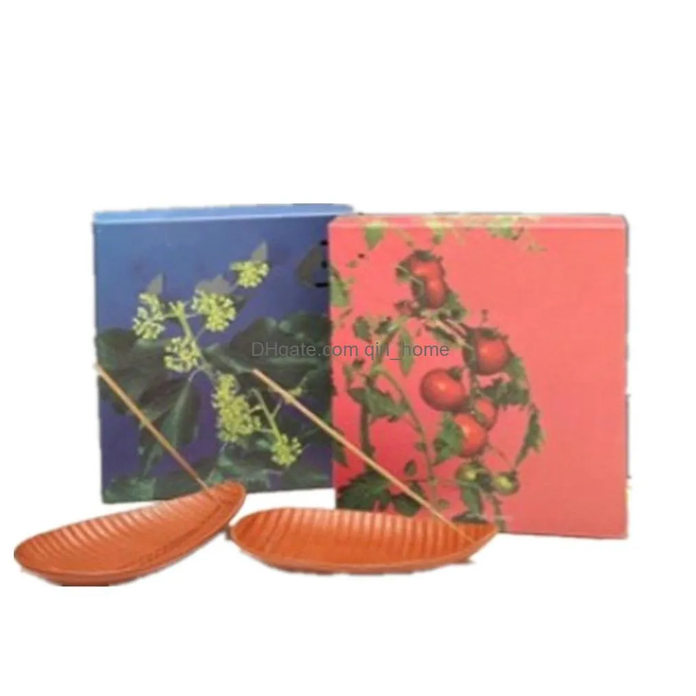 designer aromatherapy tomato leaf ivy line fragrance ceramic tray aromatherapy gift box set containing 25 thread incense meditation and breathing