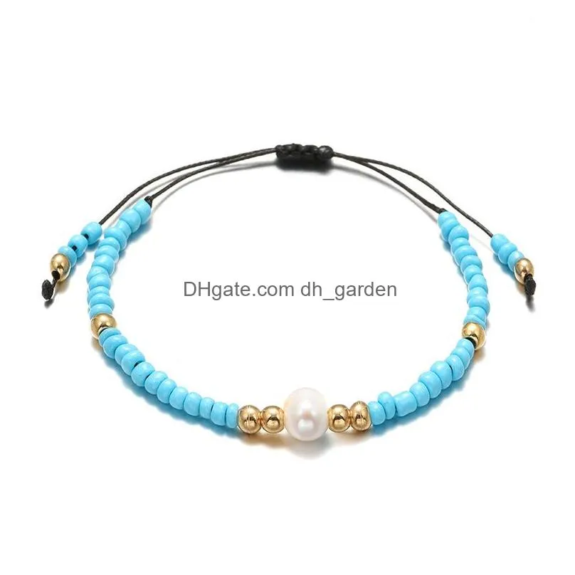 Chain New Handmade Colorf Beads Braided Bracelet For Women Girls Bohemia Elastic Natural Pearl Charm Bangle Trendy Jewelry Dhgarden Dholr