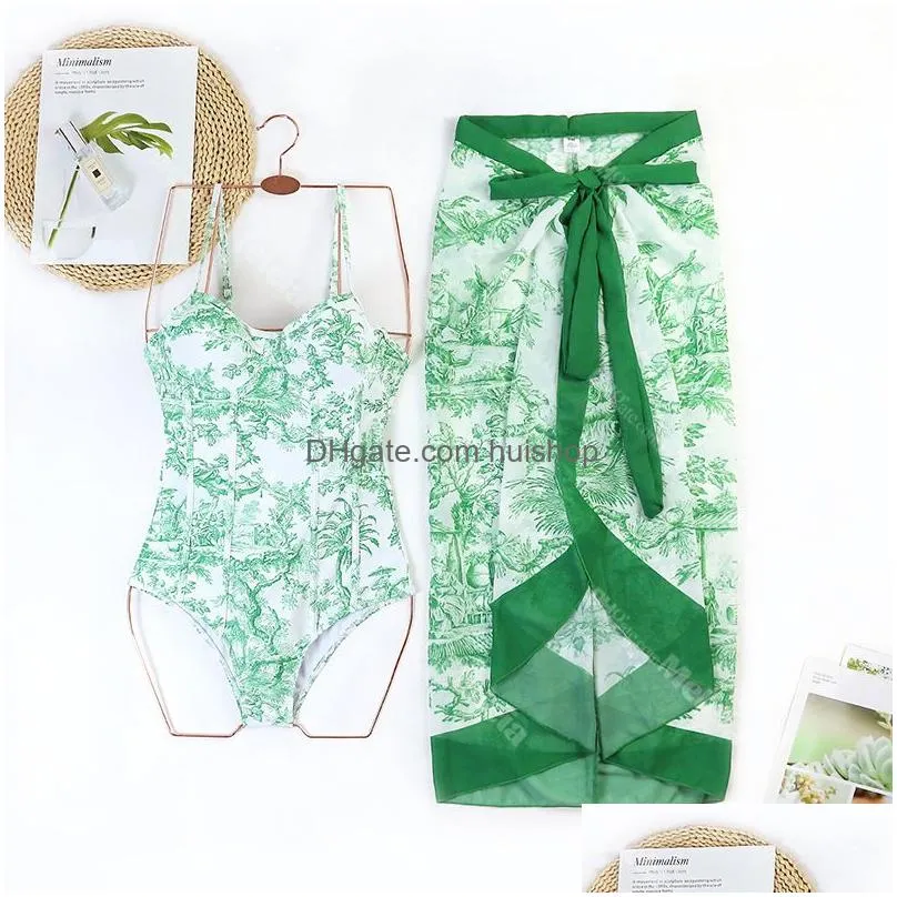 women printed bathing suit vintage padded swimwear ins women dress for travel green swimming suit