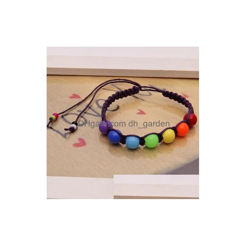 Chain Promotional Colorf Plastic Weave Beads Bracelet For Women Kids Handmade Bohemian Style Ajustable Rope Wholesale Drop Dhgarden Dhdrc