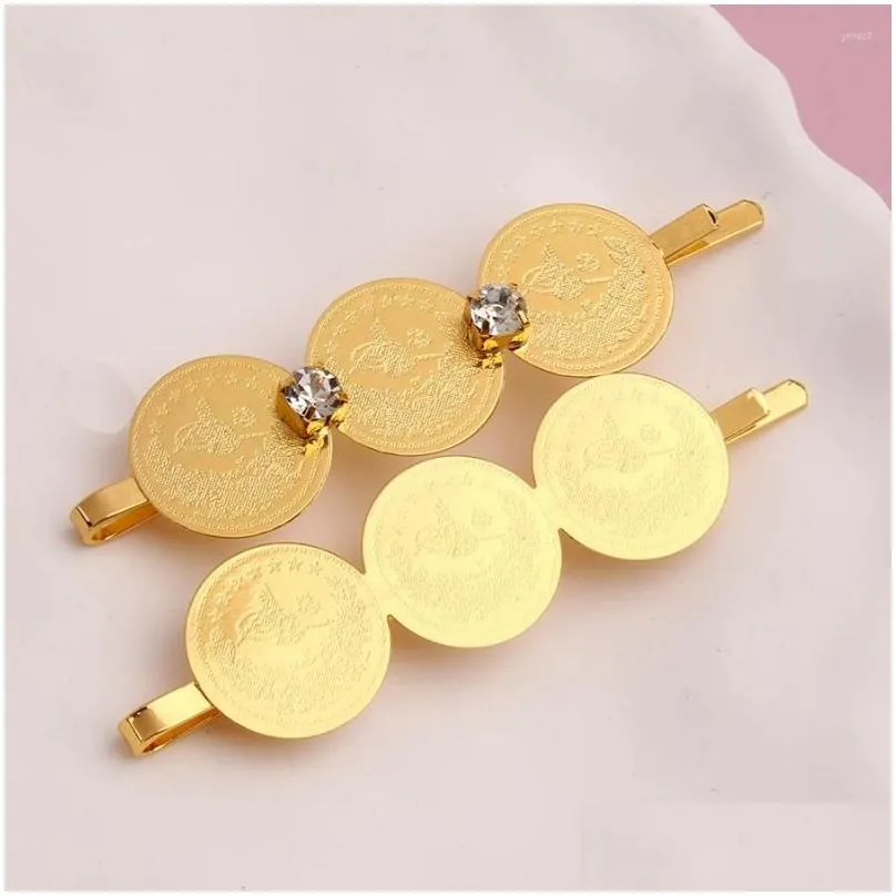 hair clips turkish coin slide gold plated ethnic wedding accessories bridal girls arabic vintage hairwear bride gifts