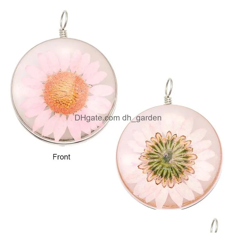 Charms Newest Creative Design Glass Dired Flower Small Daisy Ball Shape Pendant For Necklace Earring Colorf Transparent Diy Dhgarden Dhxa0