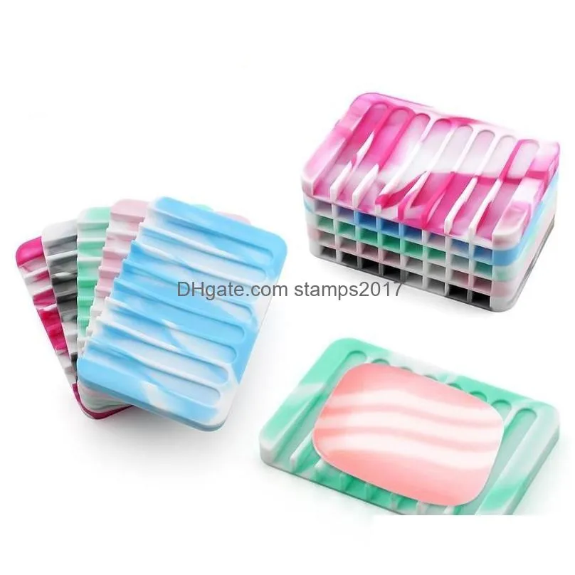 anti-skidding improvement silicone soap dishes flexible bathroom fixtures hardware tray soapbox soaps dish plate holder