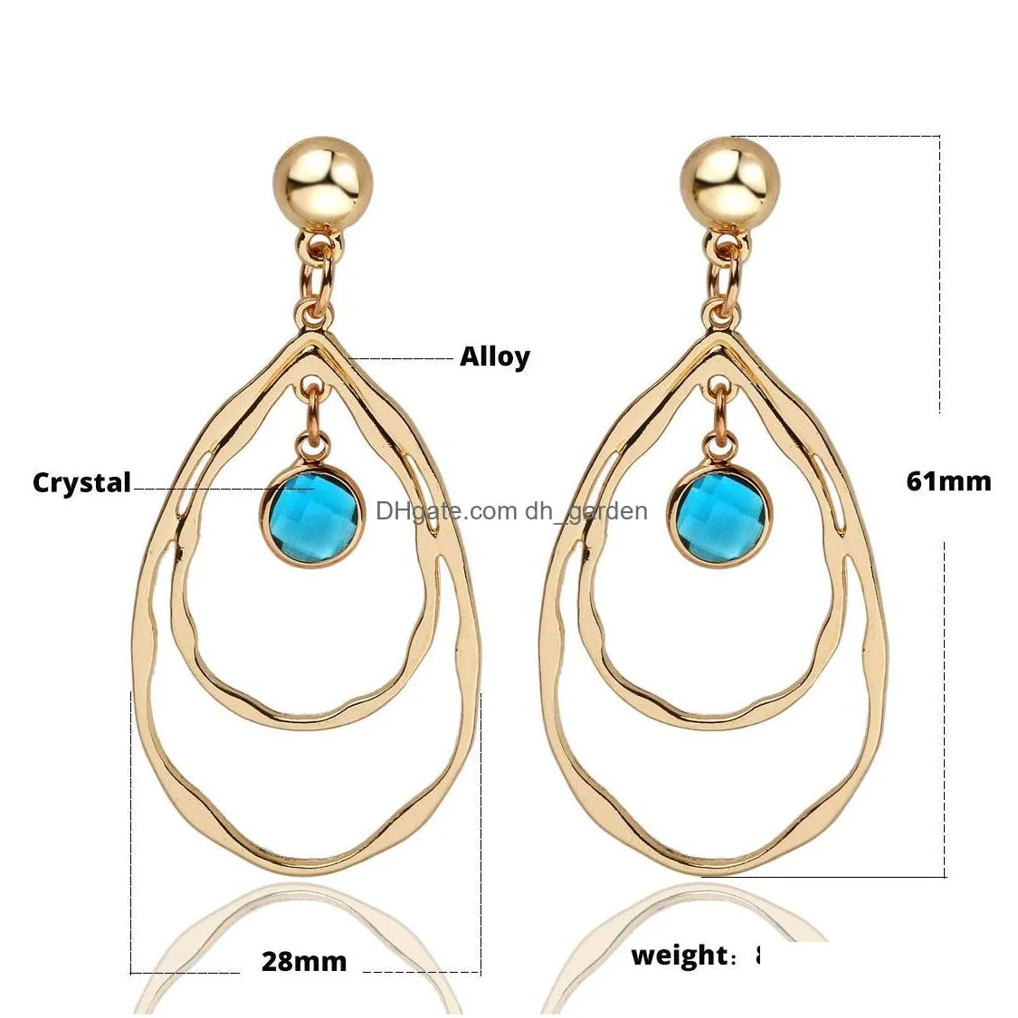 Dangle & Chandelier New Fashion Gold Color Double Hollow Big Waterdrop Dangle Earrings For Women Girl Small Round Crystal Drop Jewelr Dhhwy