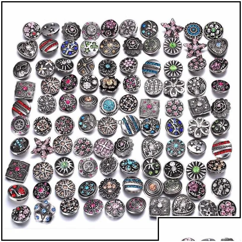 Charm Bracelets Noosa Snap Button Jewelry Wholesale Lot Fit Bracelet Bangles Necklaces 18Mm Metal Rhinestone Ginger Buttons Vipjewel