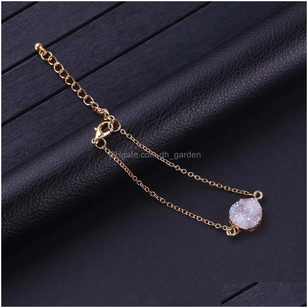 Chain Adjustable Size Nature Resin Durzy Charm Pendant Brcelet For Women 5 Color Pickable Chain Bracelet Fashion Jewelry Drop Deliver Dhtq5