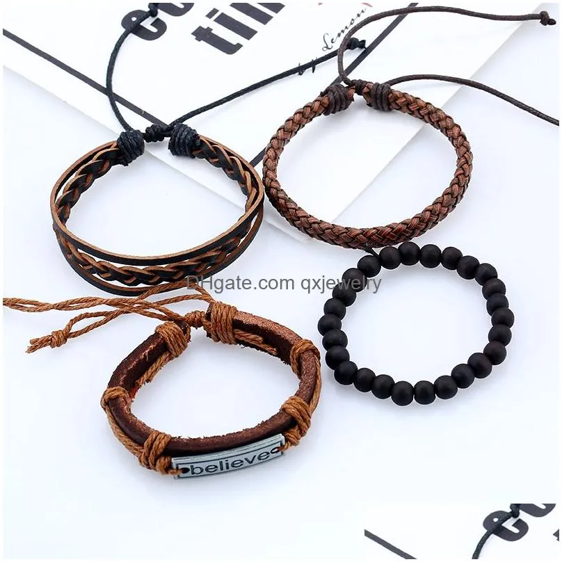 Charm Bracelets Believe Bracelet Adjustable Weave Charm Braid Leather Mtilayer Bracelets Wristband Banle Cuff Women Mens Will And San Dhiot