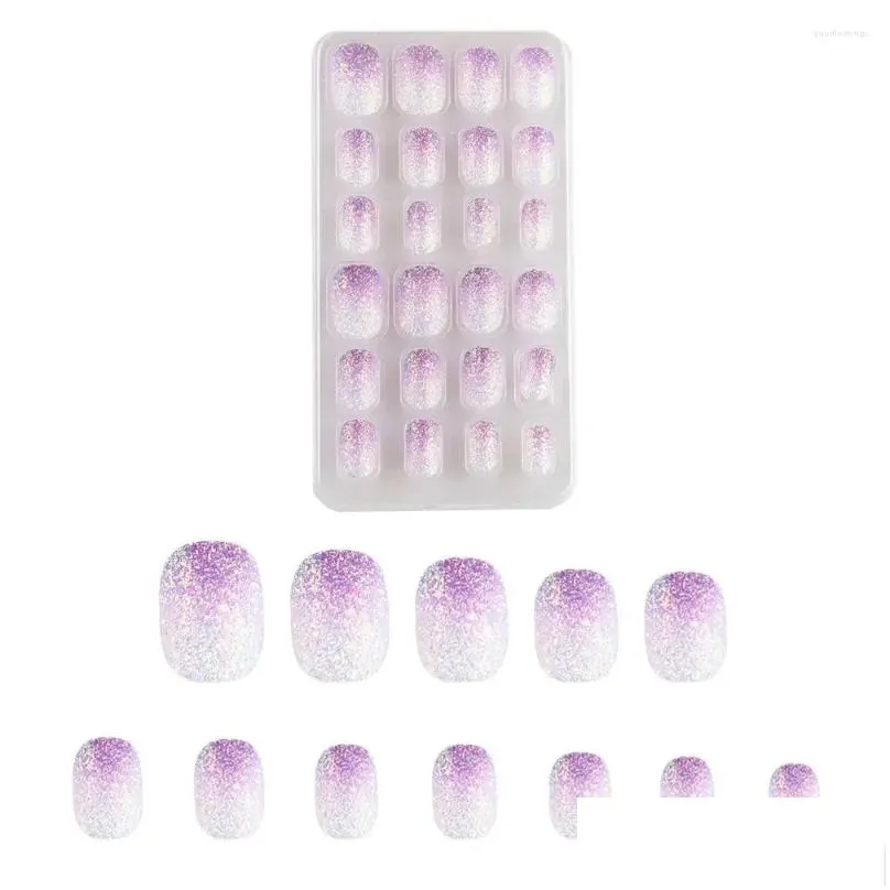 false nails 24pcs/set gel kids fake full cover press on nail tips finger decor wearable girls gifts