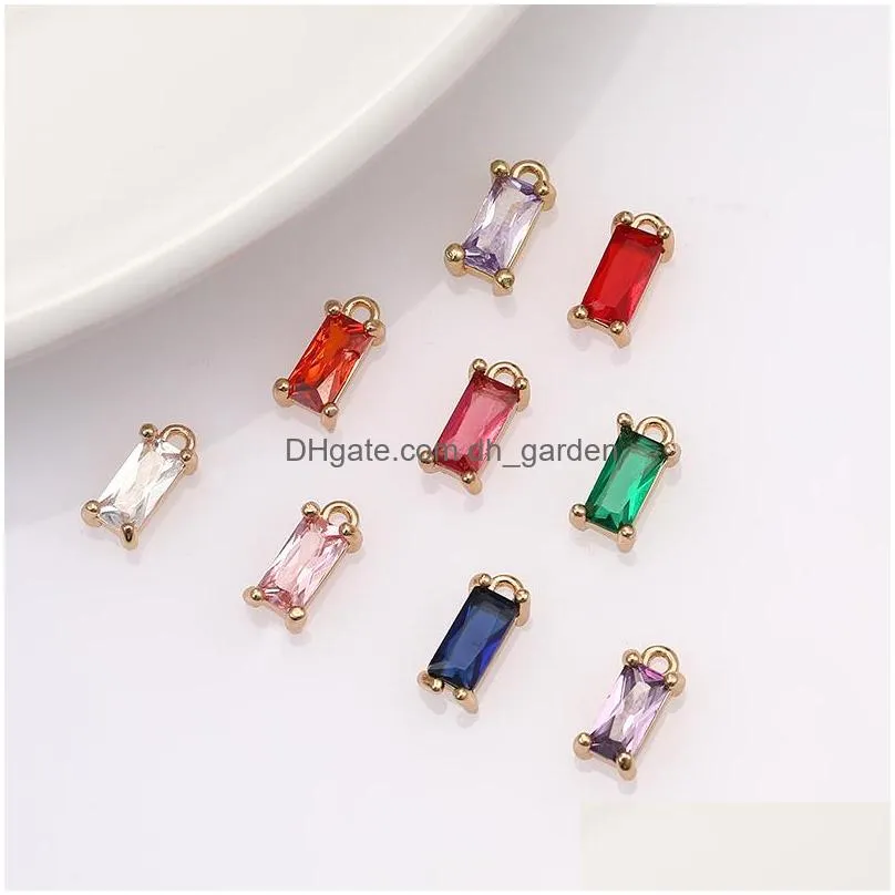 Charms Fashion Designer Colorf K9 Crystal Glass Square Charms For Necklace Earring Bracelet Copper Pendants Diy Jewelry Acce Dhgarden Dhl2T