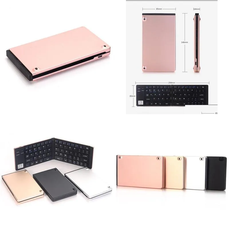 f66 folding mini bluetooth keyboard metal wireless key android phone tablet smart office preferred for notebook laptop  desktop tv