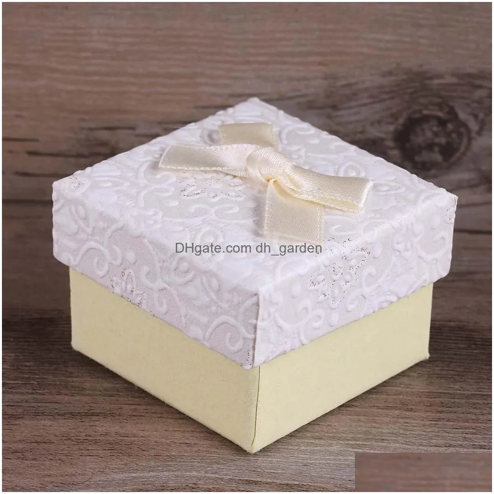 Other Arrival Cute Cardboard Flower Fancy Paper Gift Box For Small Jewelry Sweet Ribbon Bow 464634Mm 4 Color Wholesale Drop Delivery J Dh0Ib