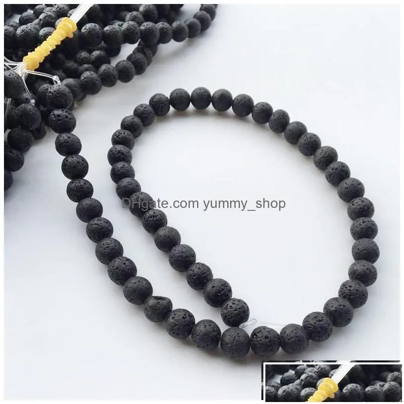 Charms 8Mm Natural Lava Rock Stone Beads Diy  Oil Diffuser Pendants Jewelry Necklace Earrings Making Drop Delivery Findings