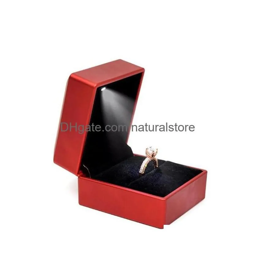 Jewelry Boxes Earrings Ring Jewellery Packaging Box Case With Led Lighted Up For Proposal Engagement Jewerly Gift Drop Delivery Packin