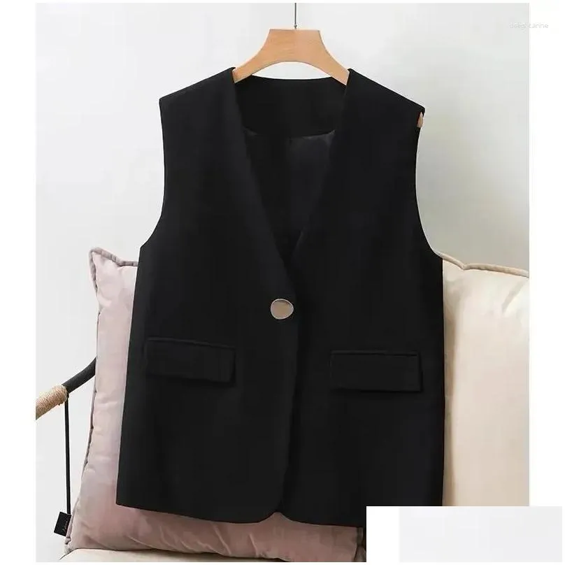 women`s vests fashion suit vest female casual tops 2024 spring autumn korean waistcoat slim sleeveless jacket