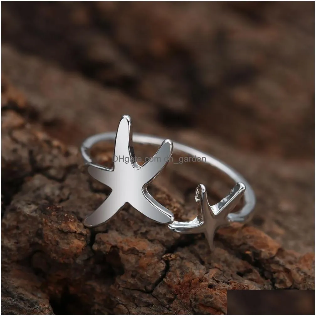 Wedding Rings New Todorova Fashion Ring Open Stretch Star Fancy Rings Nautical Beach Starfish Women Friendship Birthday Gif Dhgarden Dhefk