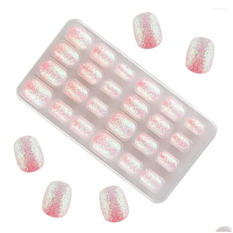 false nails 24pcs/set gel kids fake full cover press on nail tips finger decor wearable girls gifts