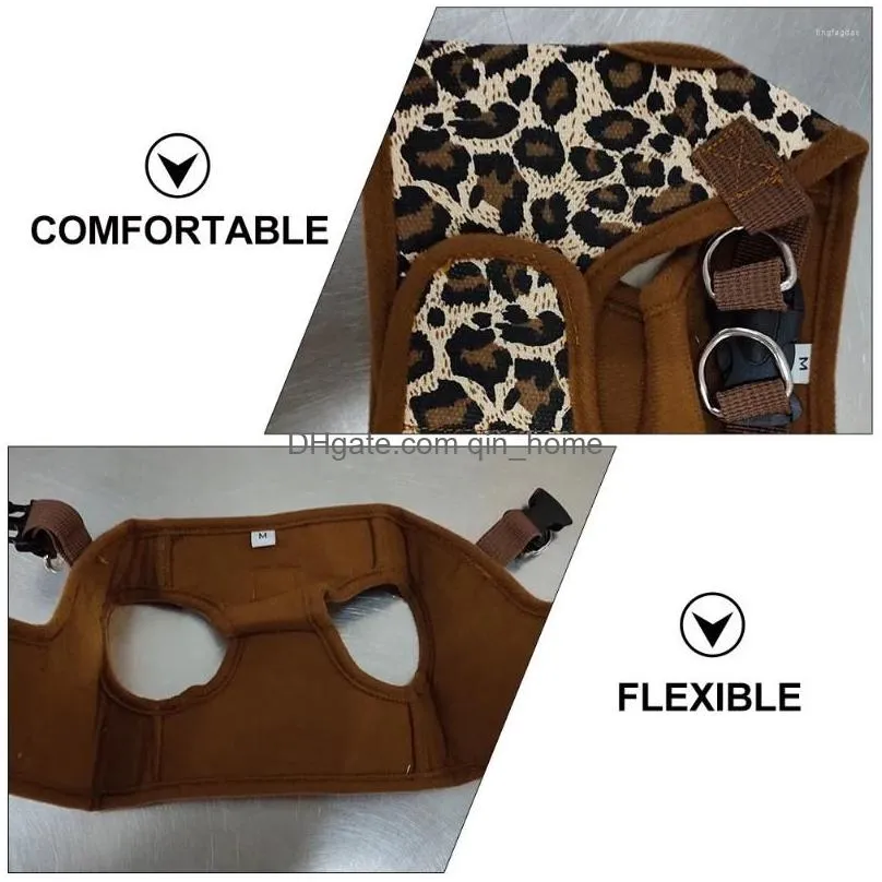 dog collars pet canvas harness vest - size m leopard print