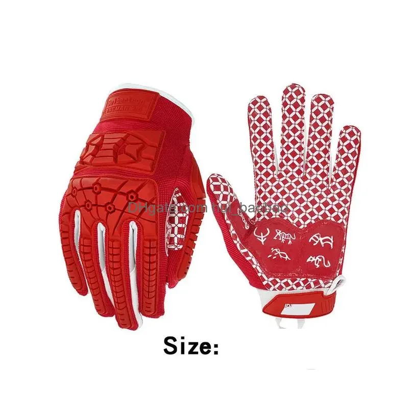 sports gloves seibertron lineman 2.0 padded palm american football receiver gloves flexible tpr impact protection rugby red glove adult