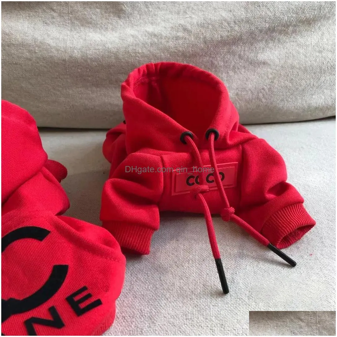 designer pet red hoodie black letter logo small fragrant dog clothes cat hoodie pet drawstring hoodie schnauzer teddy fadou