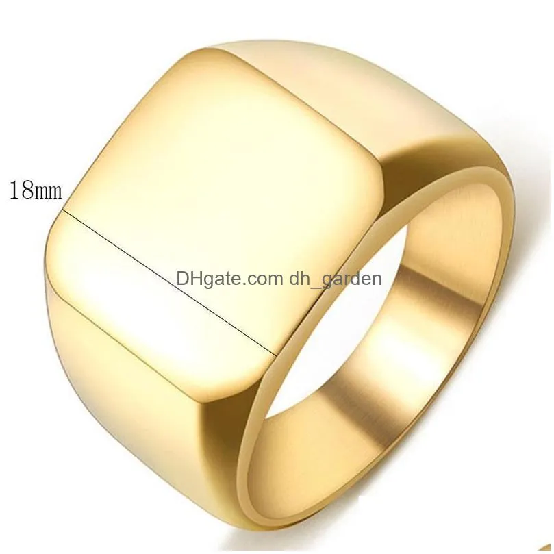 Cluster Rings New Simple Ring 316L Titanium Steel Blank Plain Mens Fashion Jewelry Gold Sier Black Color Trendy Desgin Drop Dhgarden Dhftv